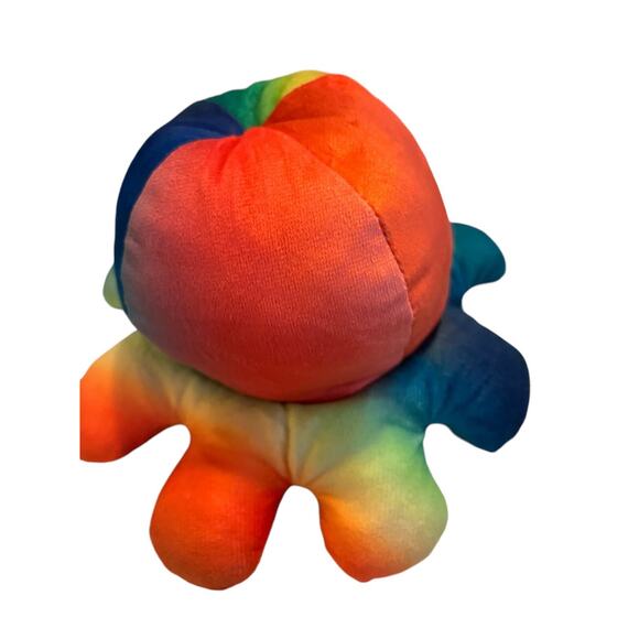 Tee Turtle 6" Reversible Moody Octopus Plush Blue & Pink With Happy & Sad Face - Picture 2 of 3